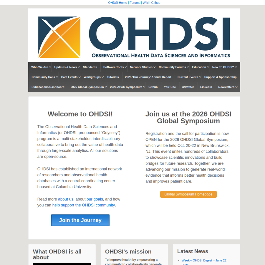 ohdsi.org homepage screenshot