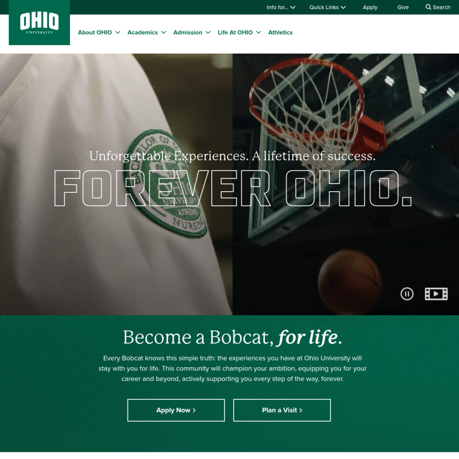 ohio.edu homepage screenshot