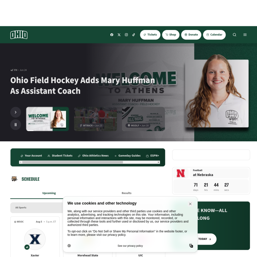 ohiobobcats.com homepage screenshot