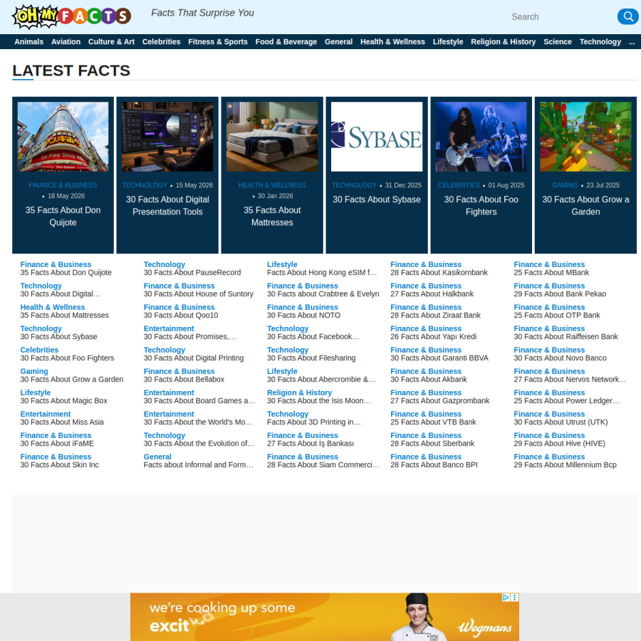 ohmyfacts.com homepage screenshot
