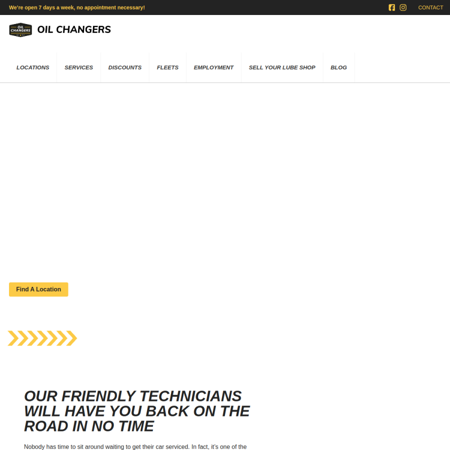 oilchangers.com homepage screenshot