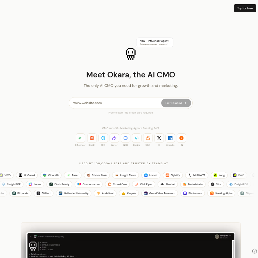 okara.ai homepage screenshot