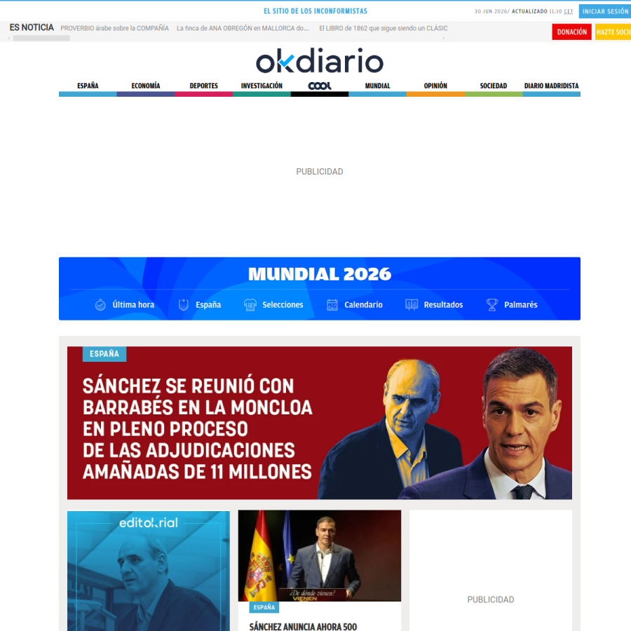 okdiario.com homepage screenshot