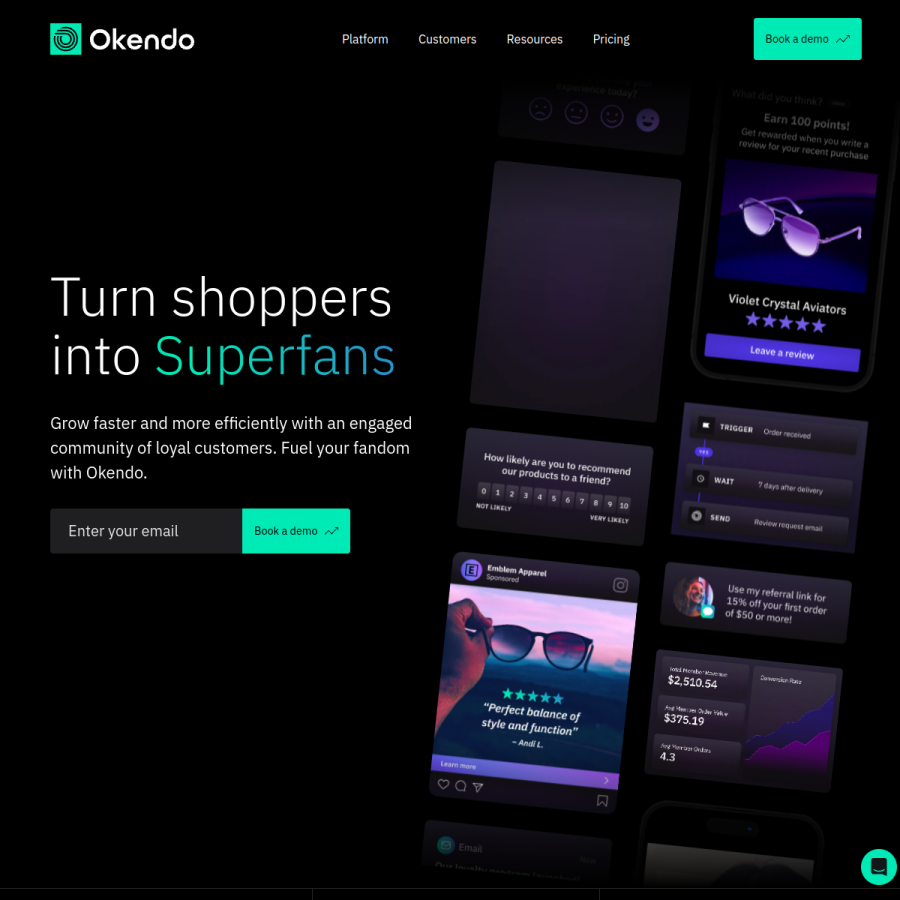 okendo.io homepage screenshot