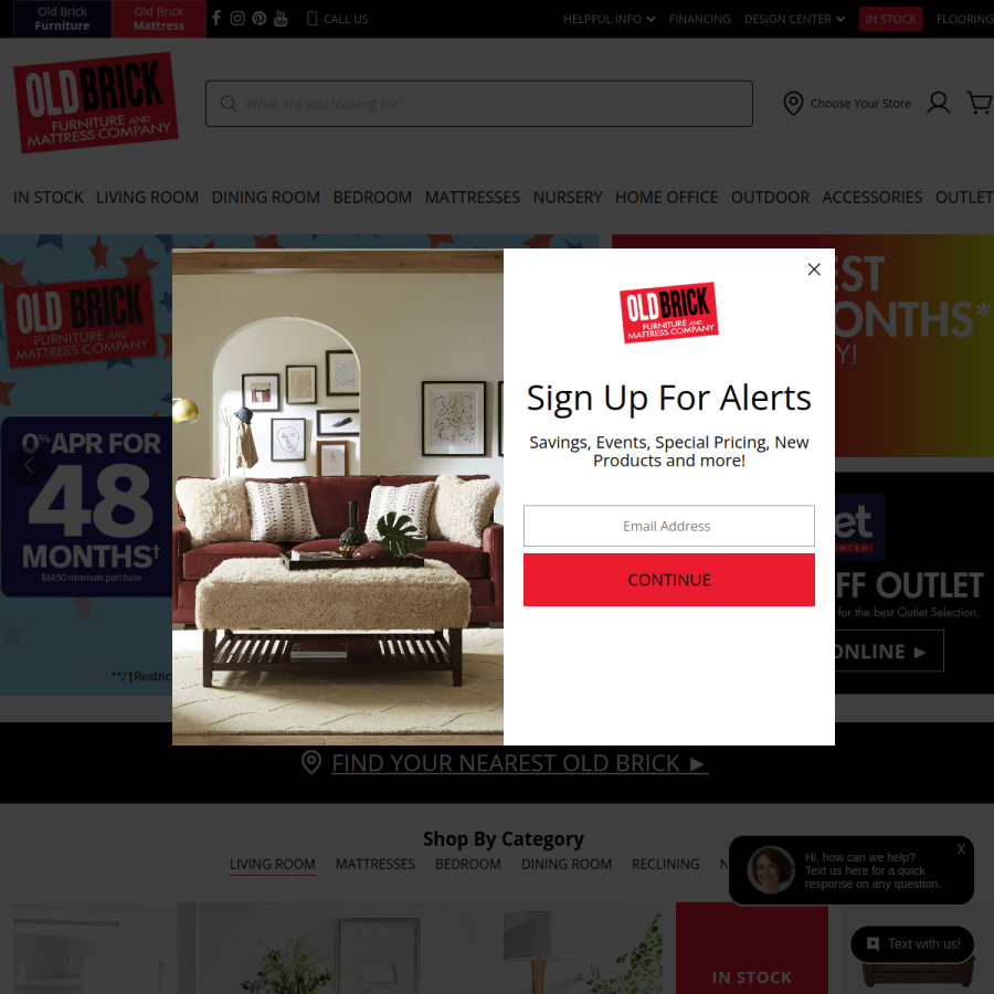 oldbrickfurniture.com homepage screenshot