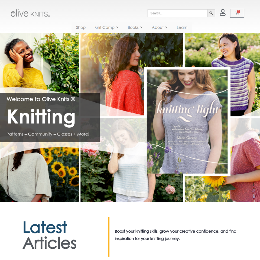 oliveknits.com homepage screenshot