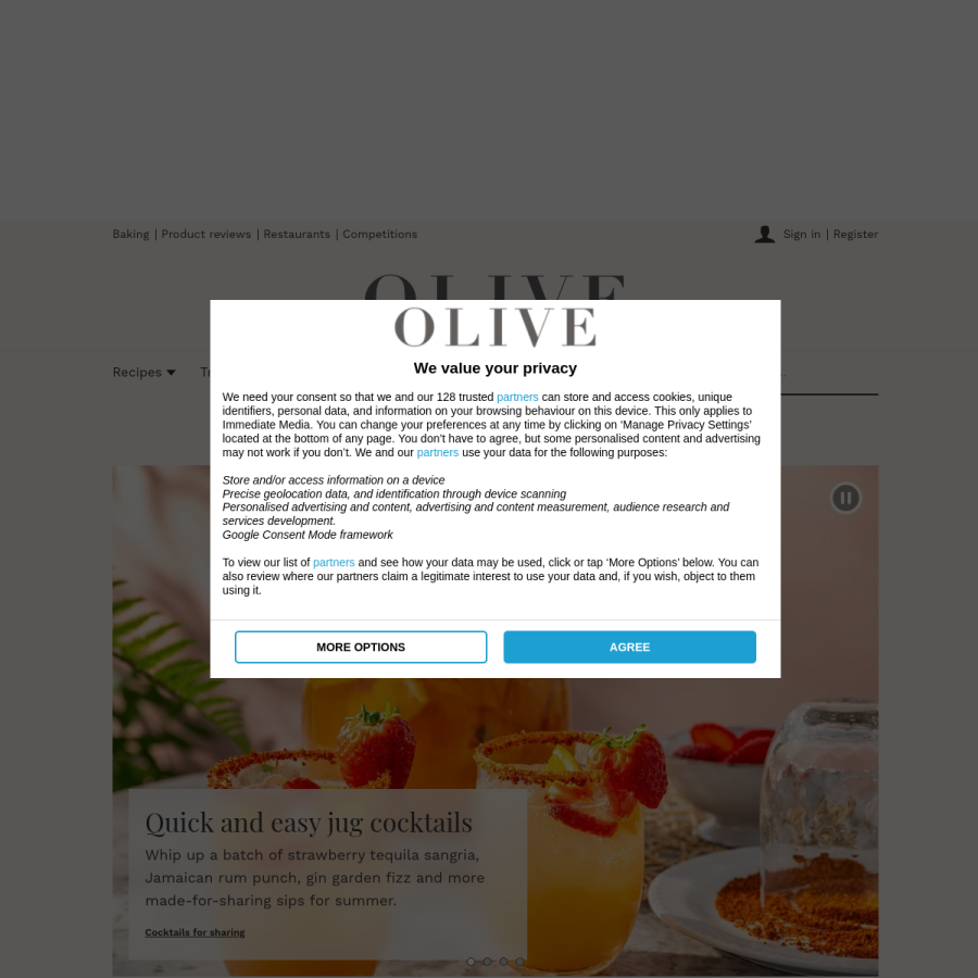 olivemagazine.com homepage screenshot
