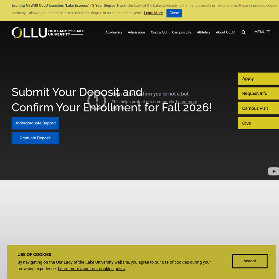 ollusa.edu homepage screenshot