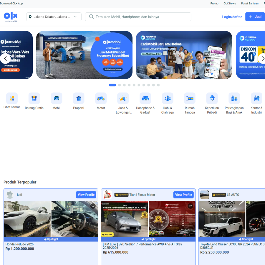 olx.co.id homepage screenshot
