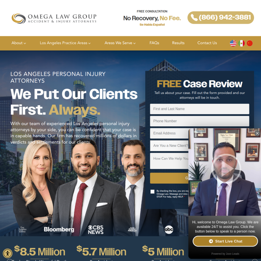 omegalaw.com homepage screenshot