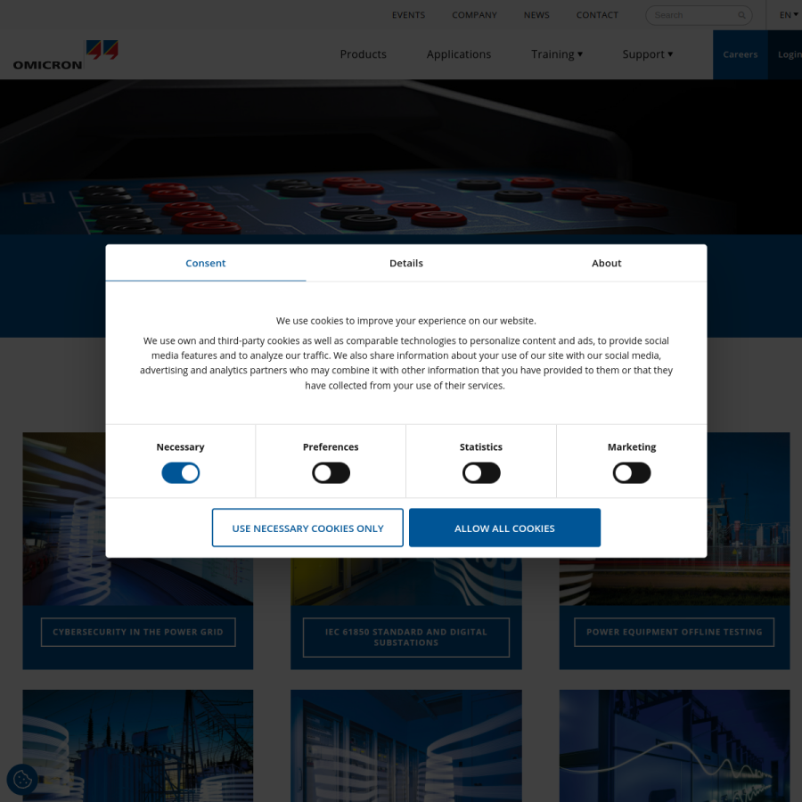 omicronenergy.com homepage screenshot
