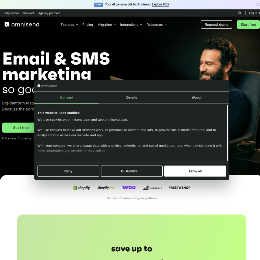 omnisend.com homepage screenshot
