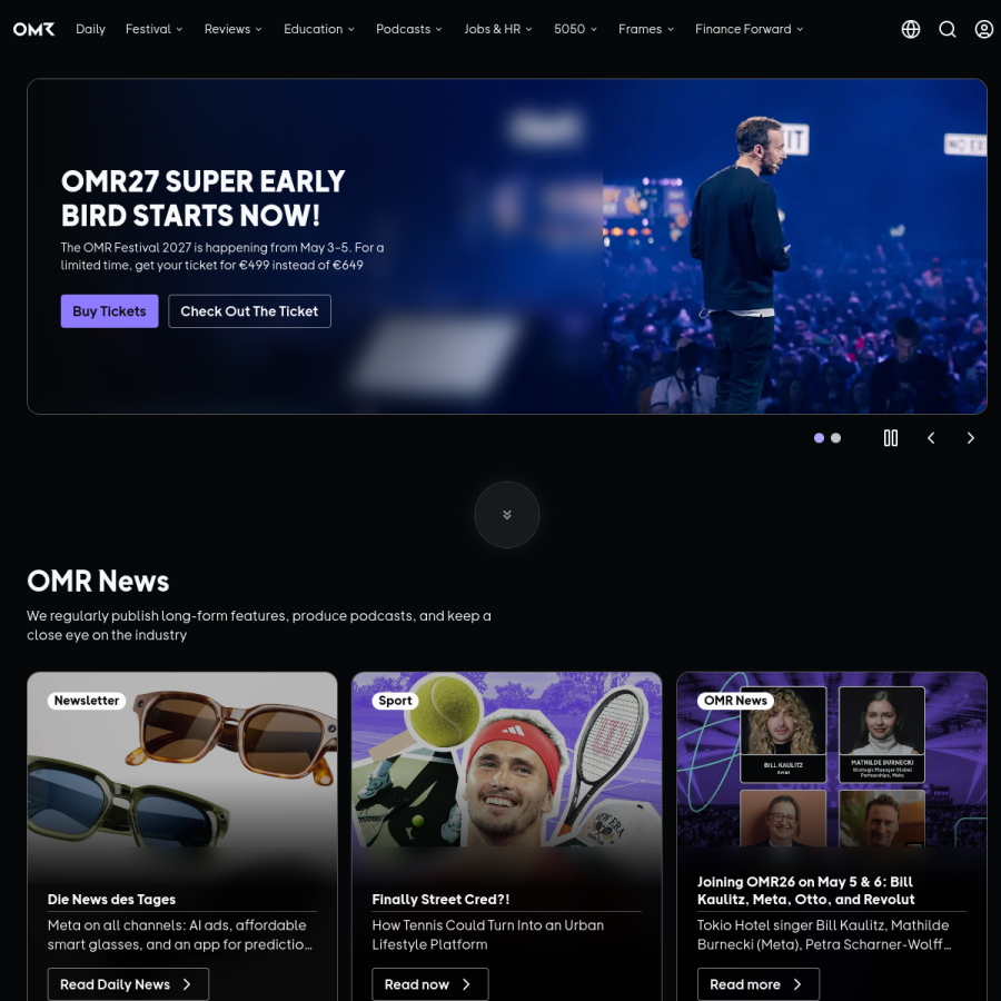 omr.com homepage screenshot