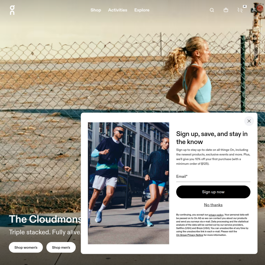 on-running.com homepage screenshot