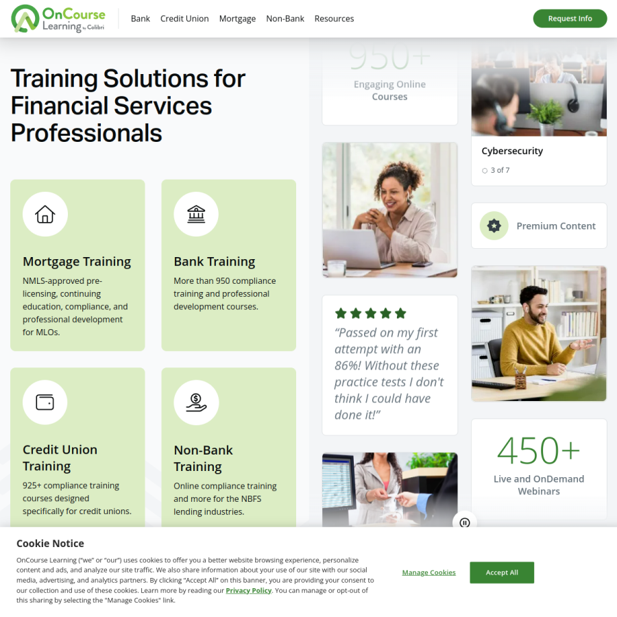 oncourselearning.com homepage screenshot