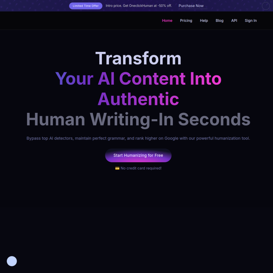 oneclickhuman.com homepage screenshot
