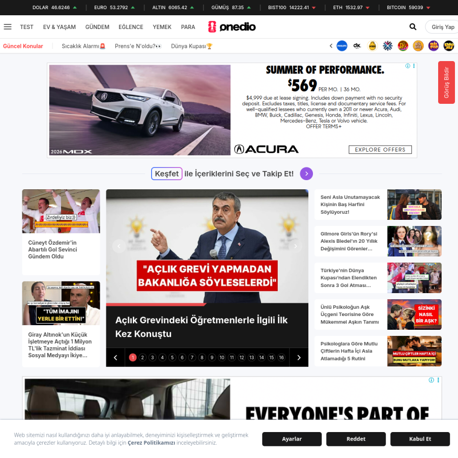 onedio.com homepage screenshot
