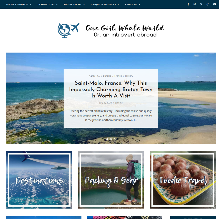 onegirlwholeworld.com homepage screenshot