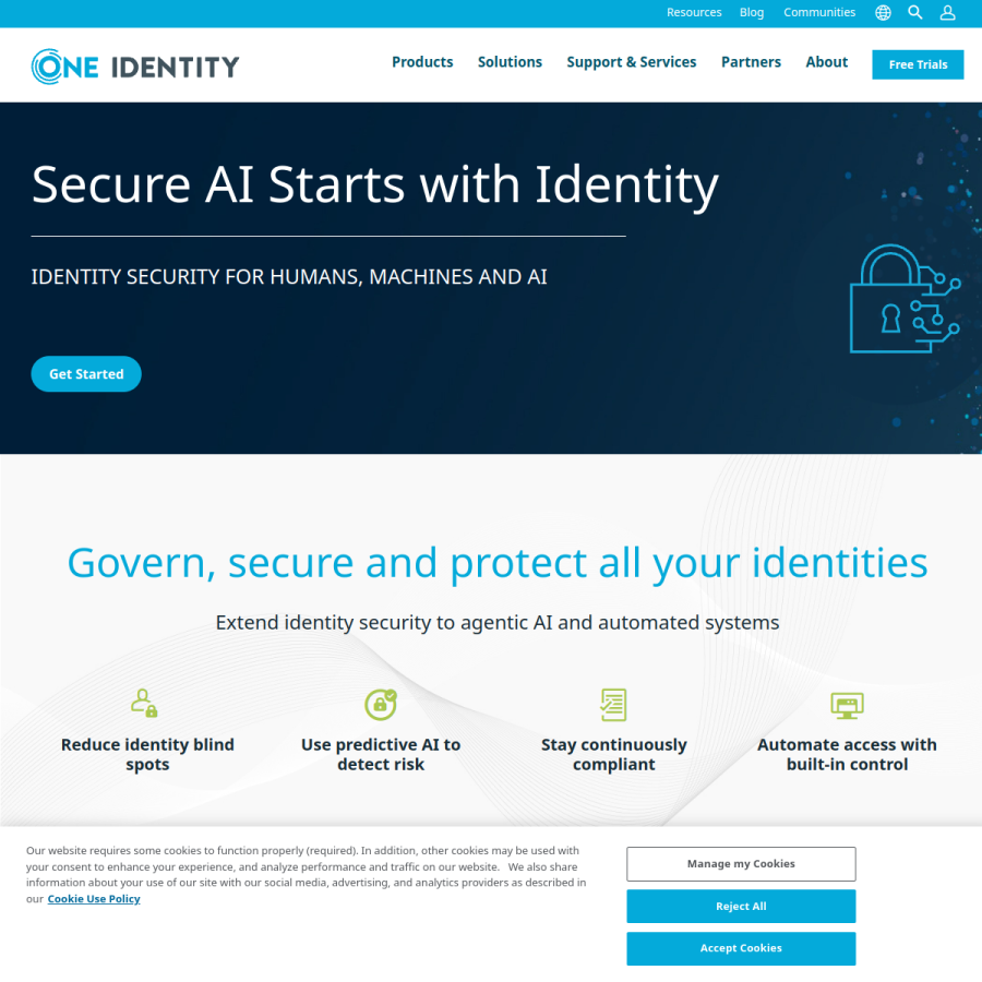oneidentity.com homepage screenshot