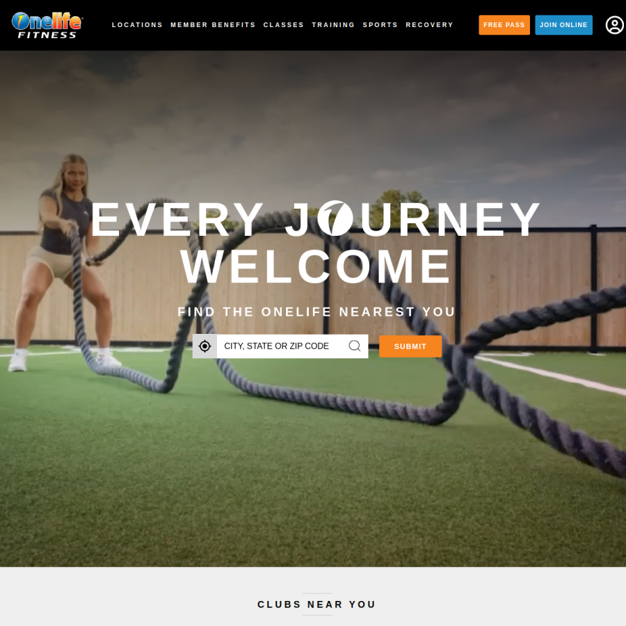 onelifefitness.com homepage screenshot