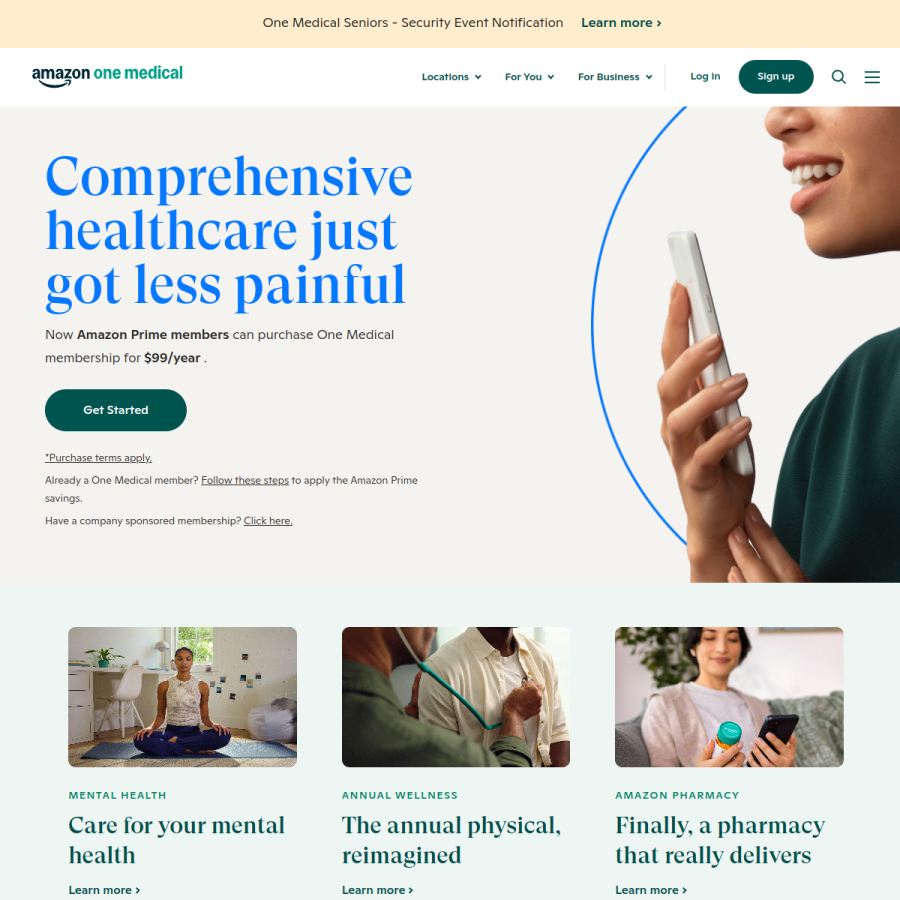 onemedical.com homepage screenshot