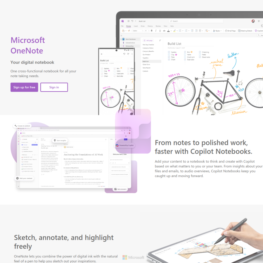 onenote.com homepage screenshot