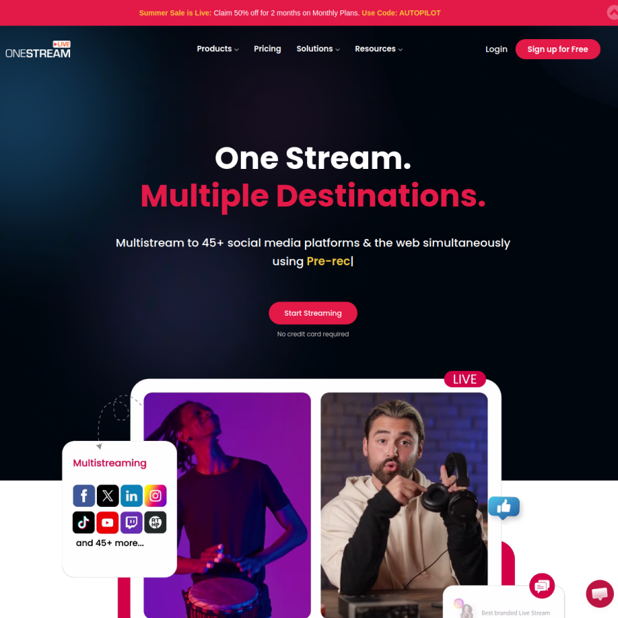 onestream.live homepage screenshot