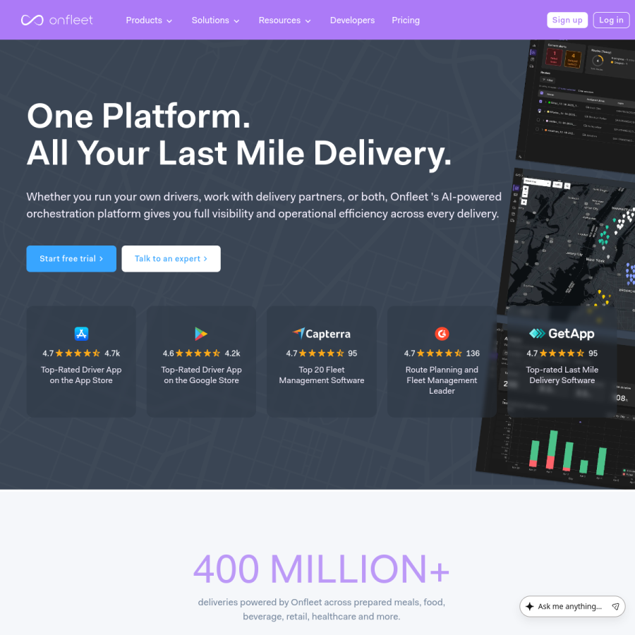 onfleet.com homepage screenshot