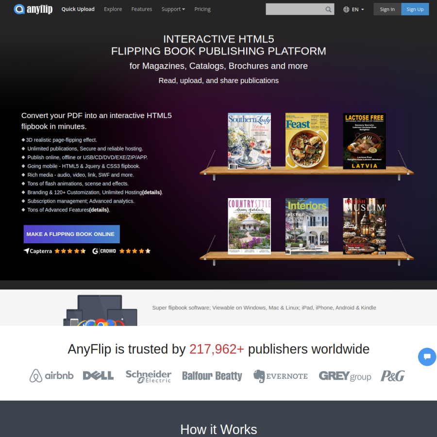 online.anyflip.com homepage screenshot