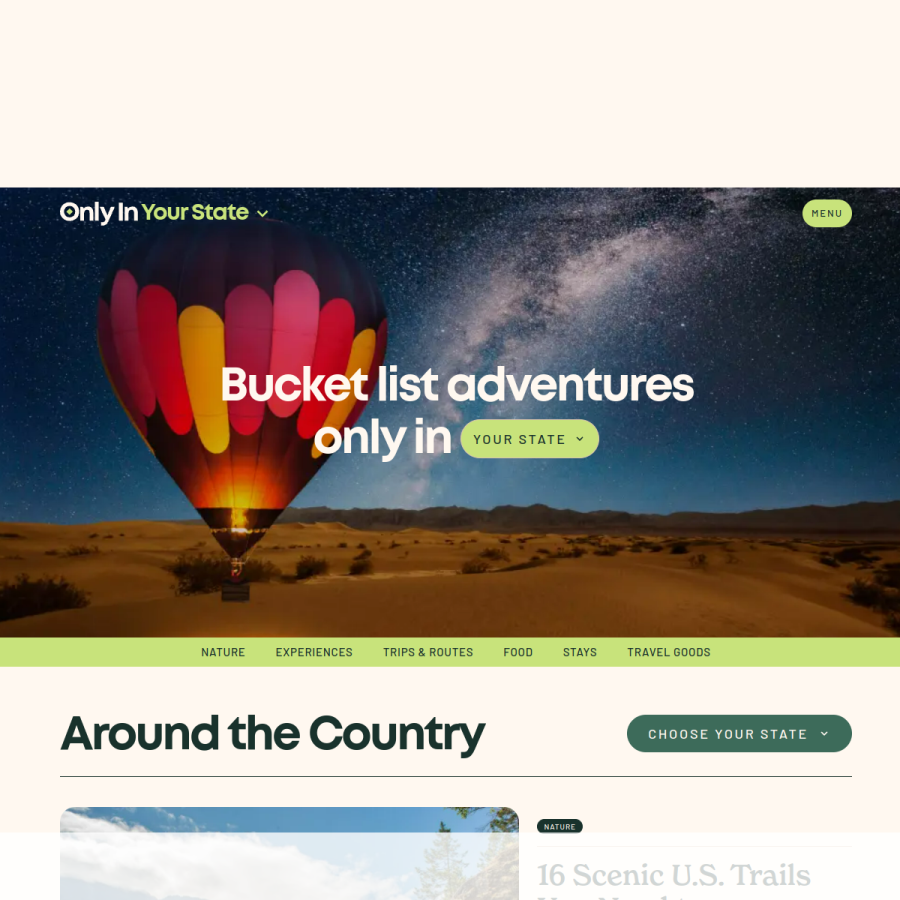 onlyinyourstate.com homepage screenshot