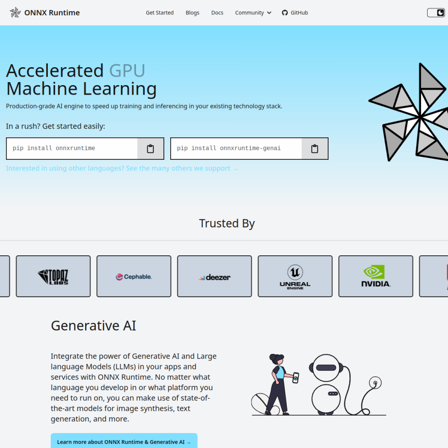 onnxruntime.ai homepage screenshot