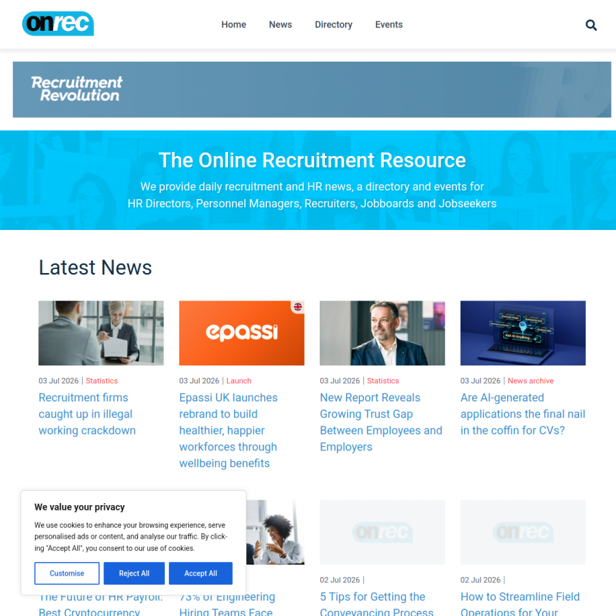 onrec.com homepage screenshot