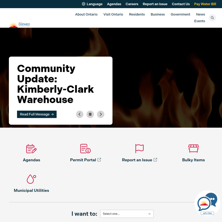 ontarioca.gov homepage screenshot