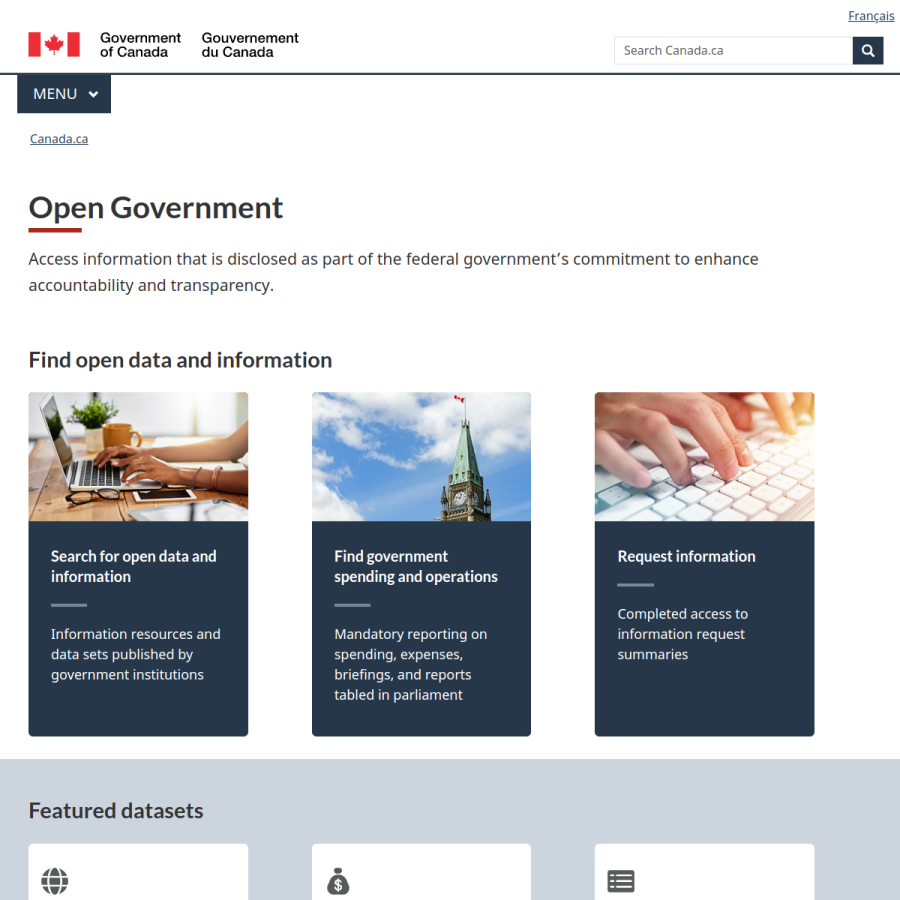 open.canada.ca homepage screenshot