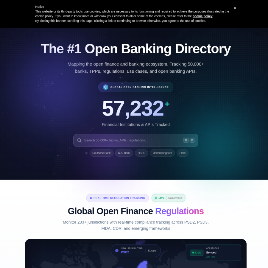 openbankingtracker.com homepage screenshot
