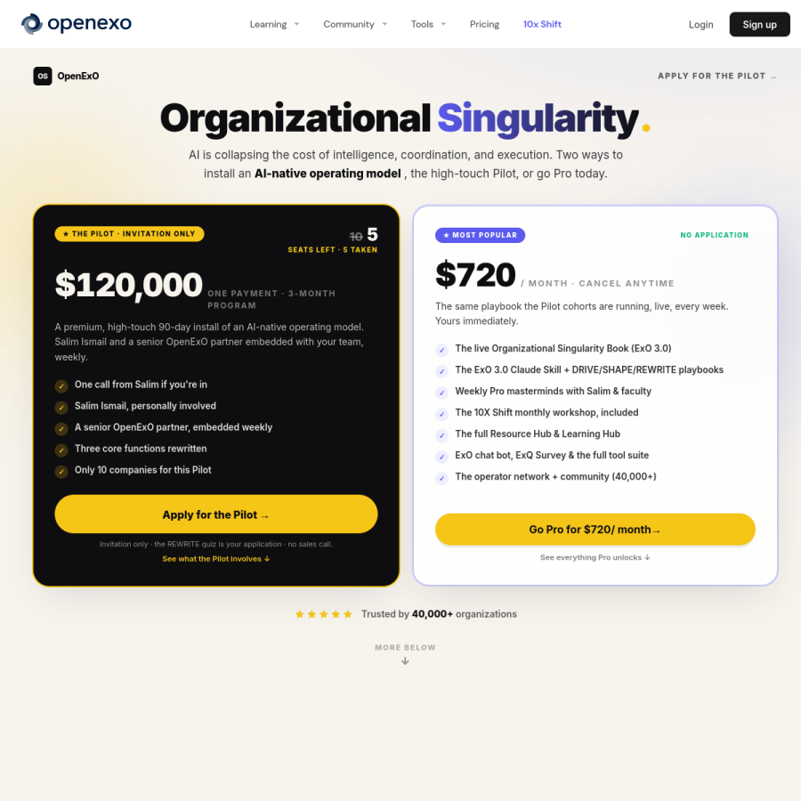 openexo.com homepage screenshot