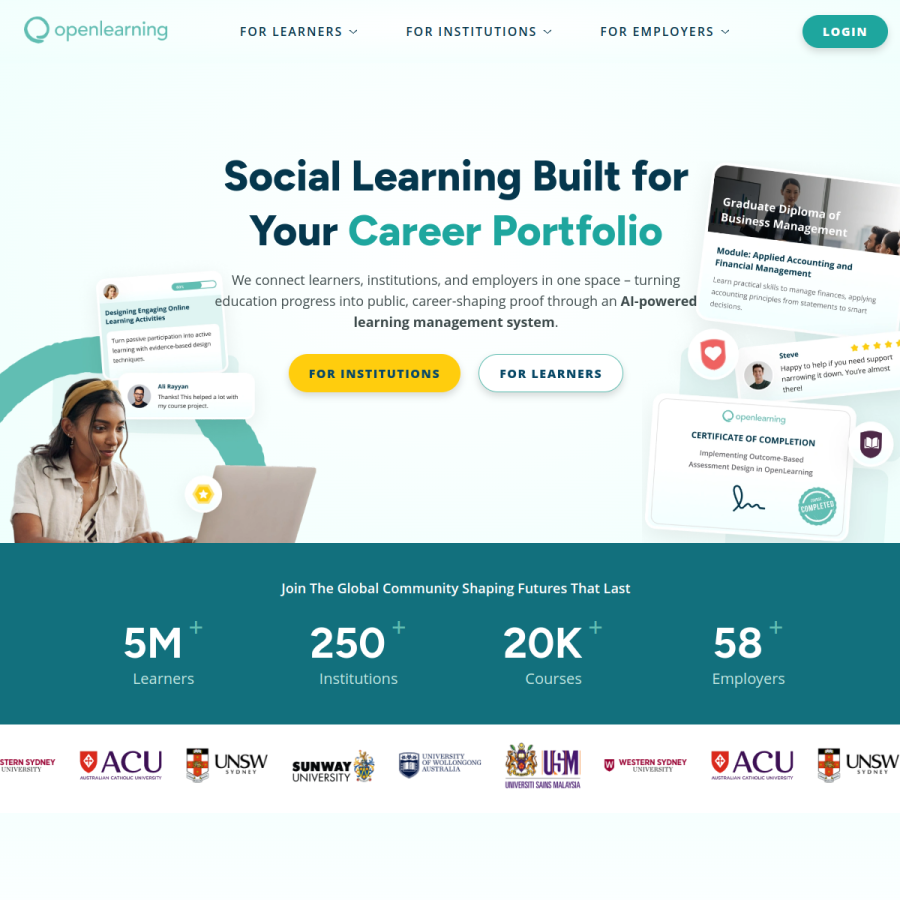 openlearning.com homepage screenshot