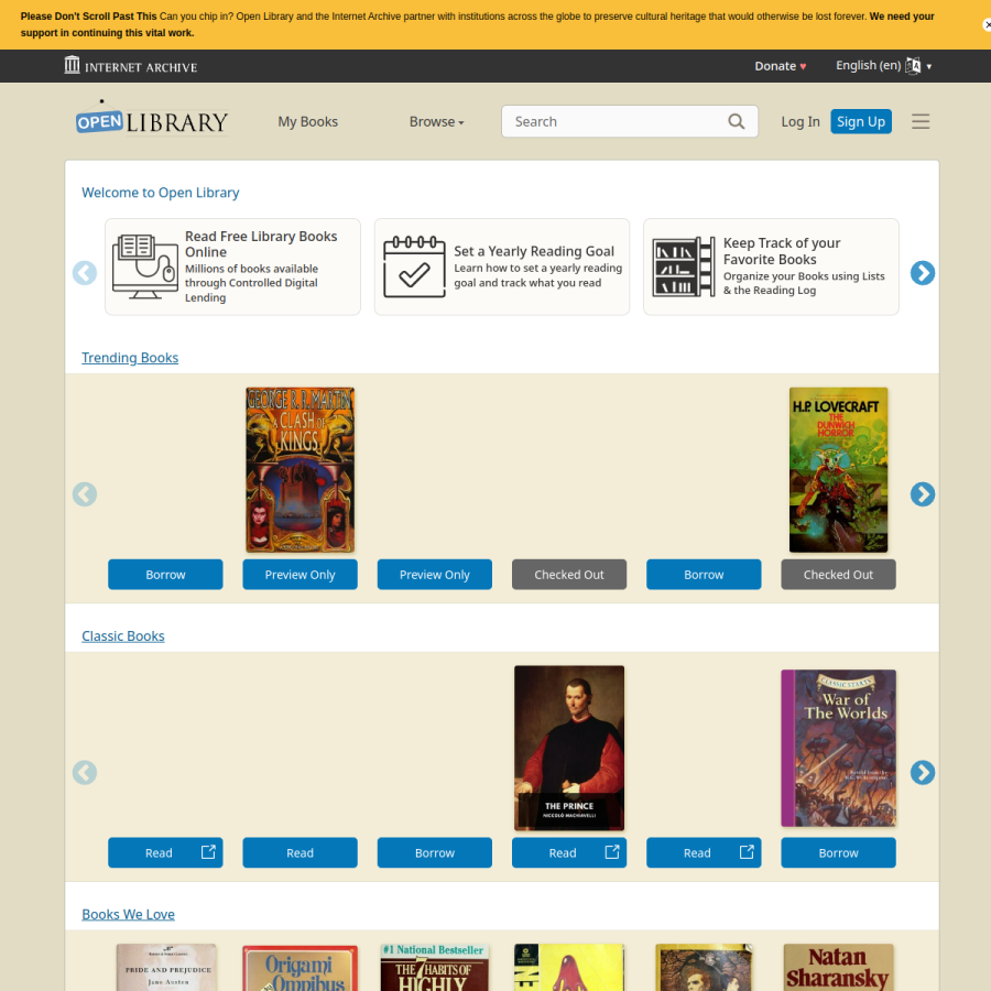 openlibrary.org homepage screenshot