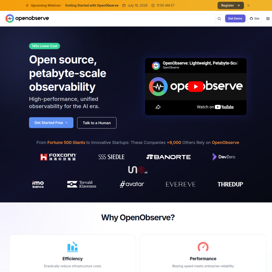 openobserve.ai homepage screenshot