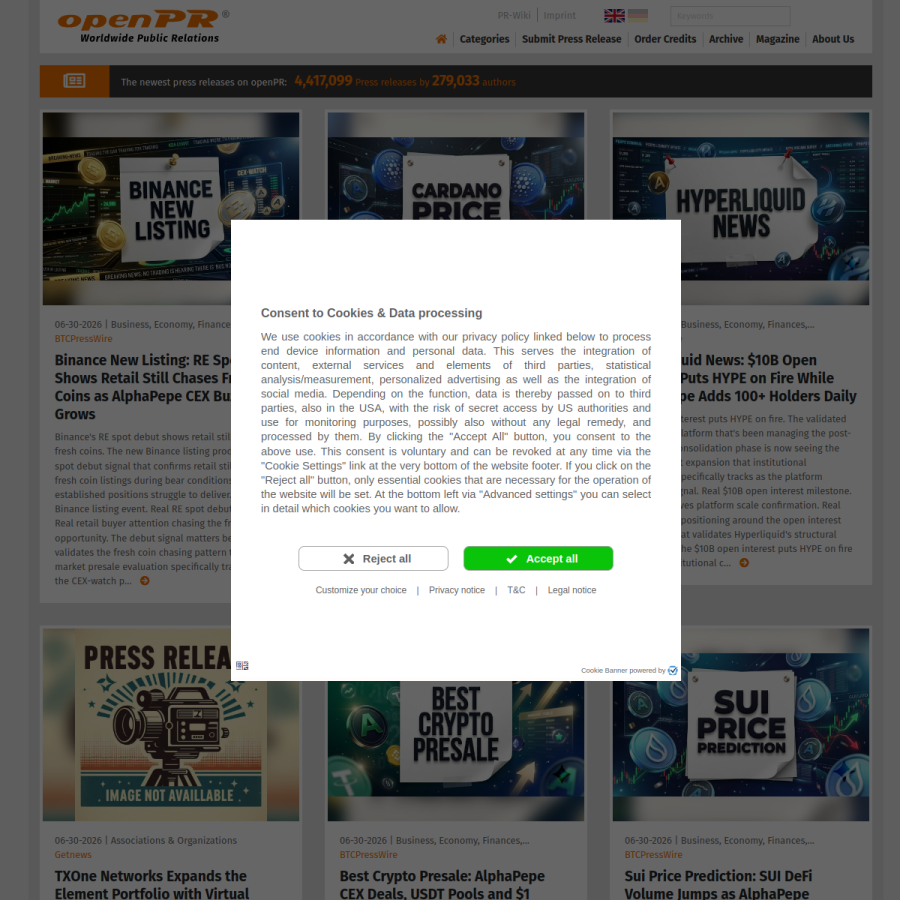 openpr.com homepage screenshot