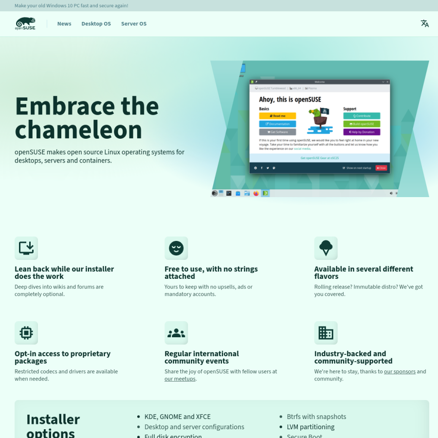 opensuse.org homepage screenshot