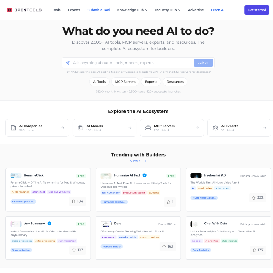 opentools.ai homepage screenshot