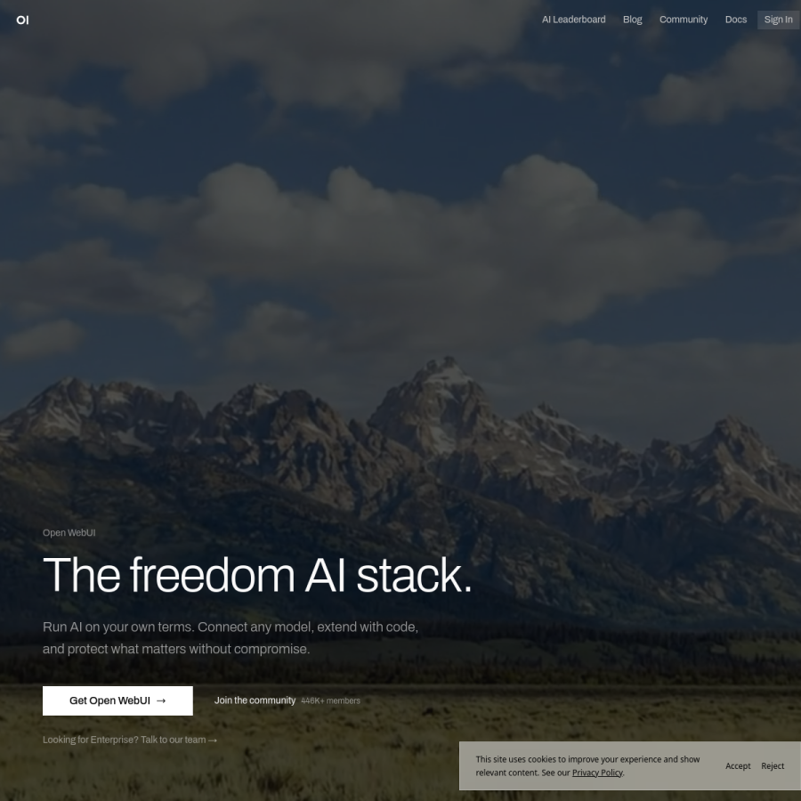 openwebui.com homepage screenshot