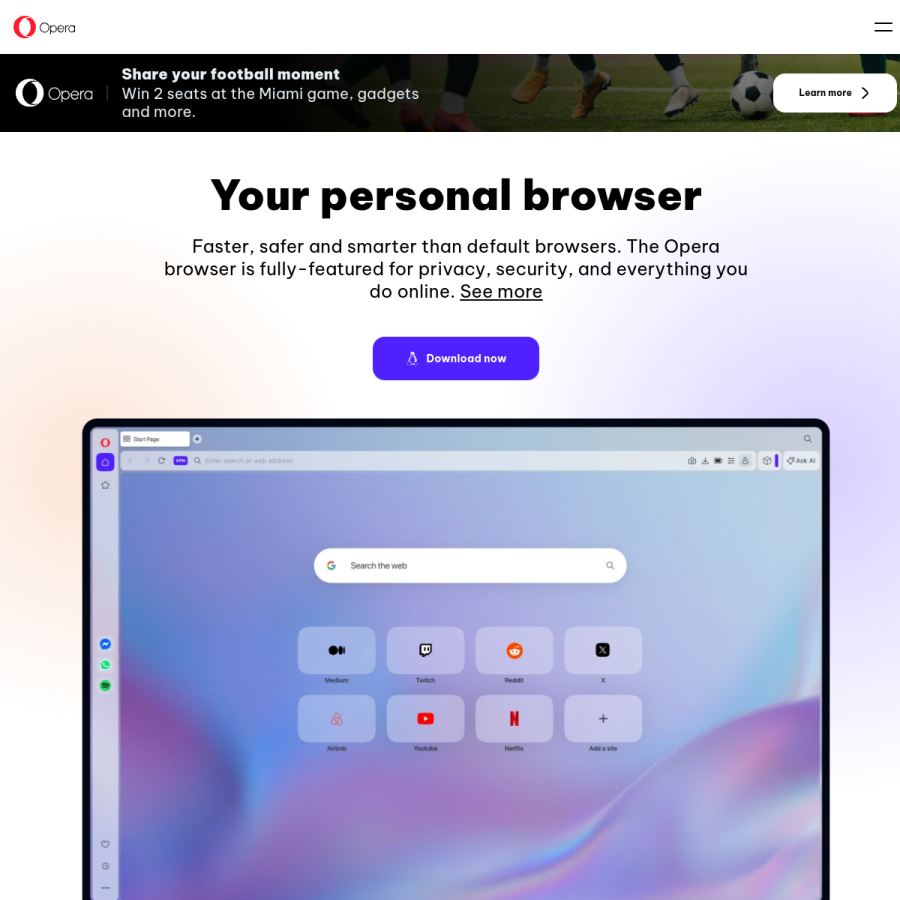 opera.com homepage screenshot