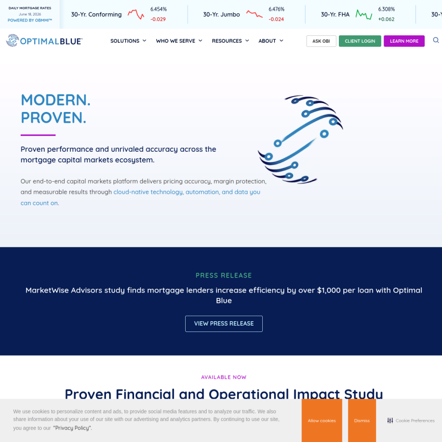 optimalblue.com homepage screenshot
