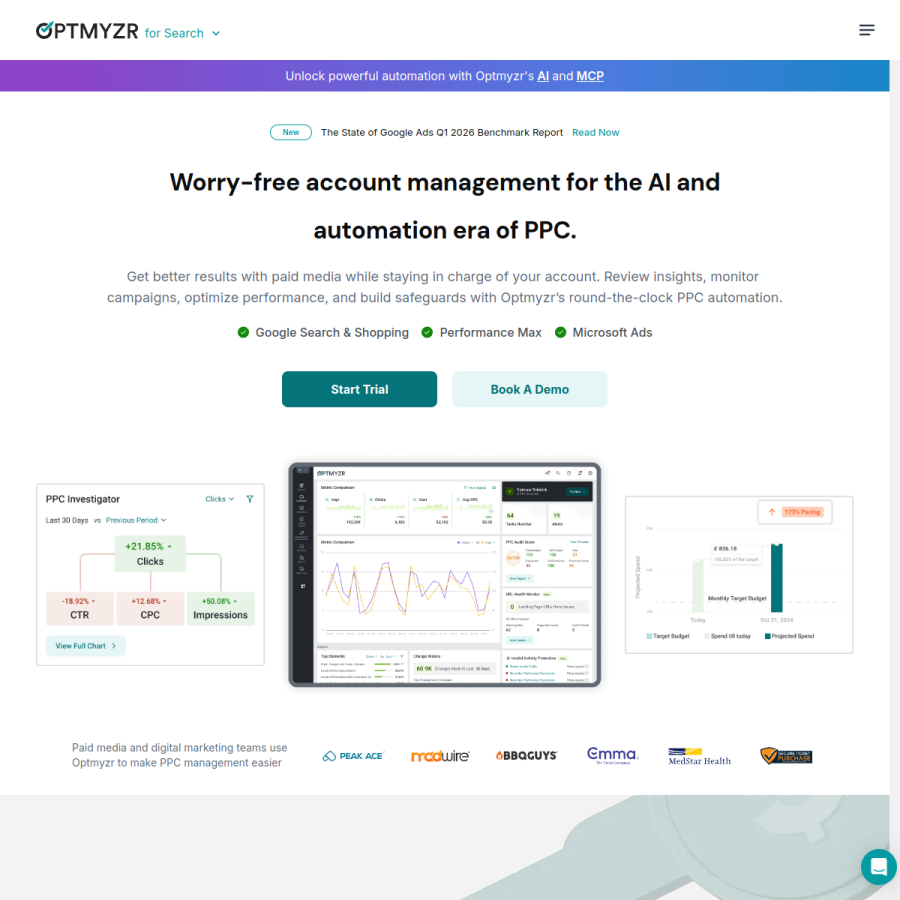 optmyzr.com homepage screenshot