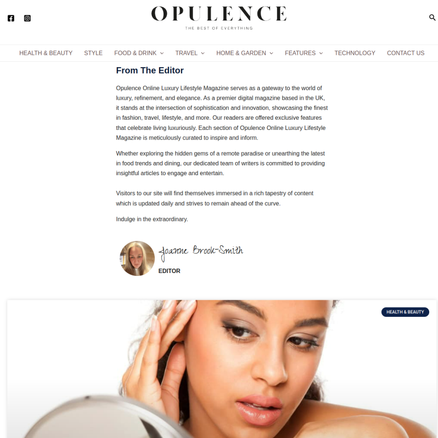 opulencemag.co.uk homepage screenshot