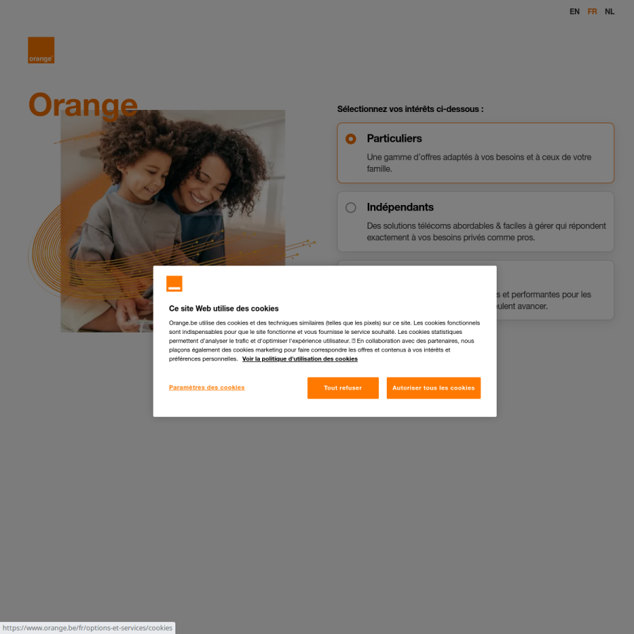 orange.be homepage screenshot