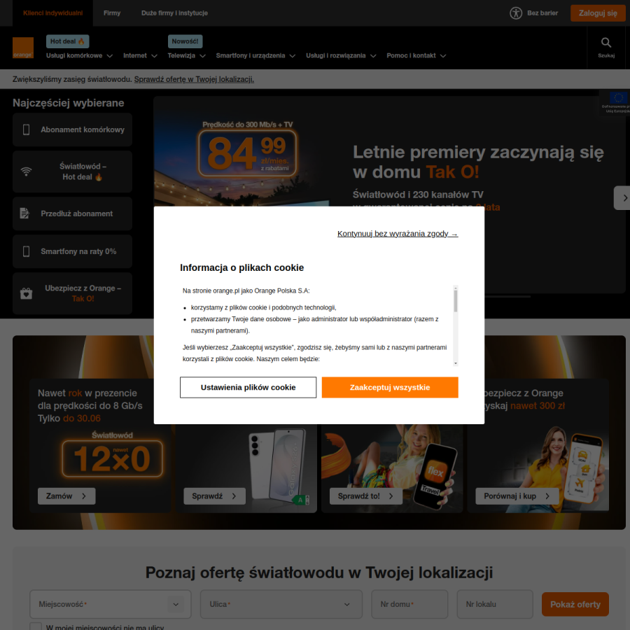 orange.pl homepage screenshot