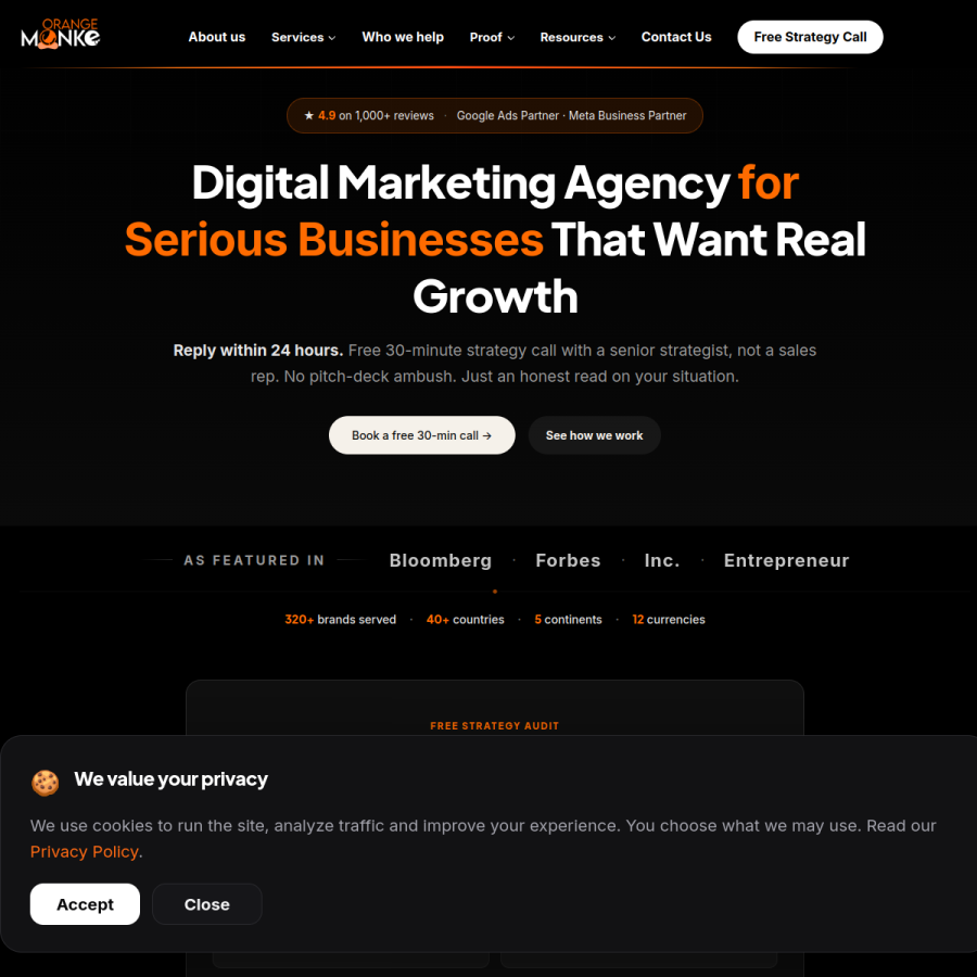 orangemonke.com homepage screenshot